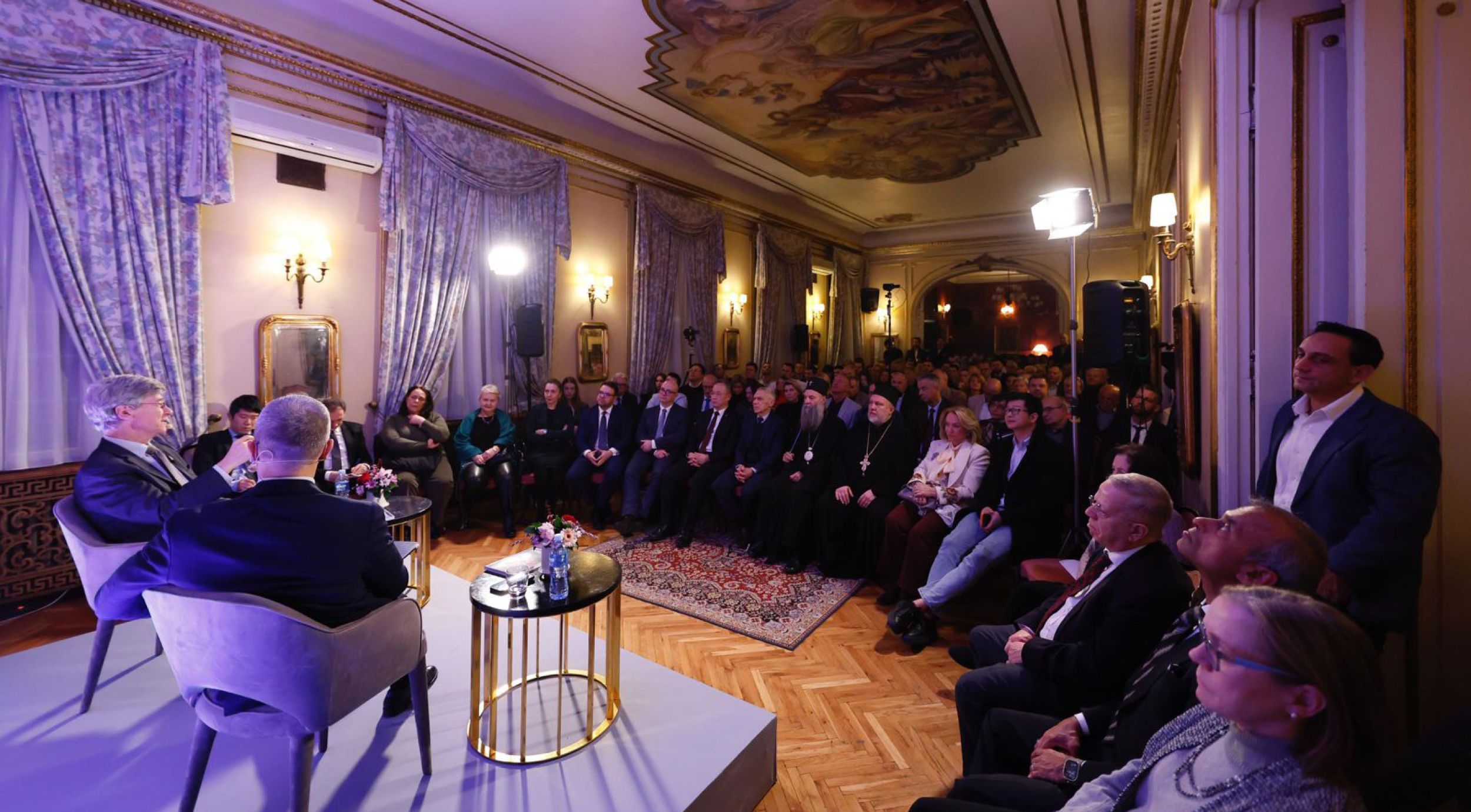 Patriarch Porfirije at a public discussion on global geopolitical and economic issues