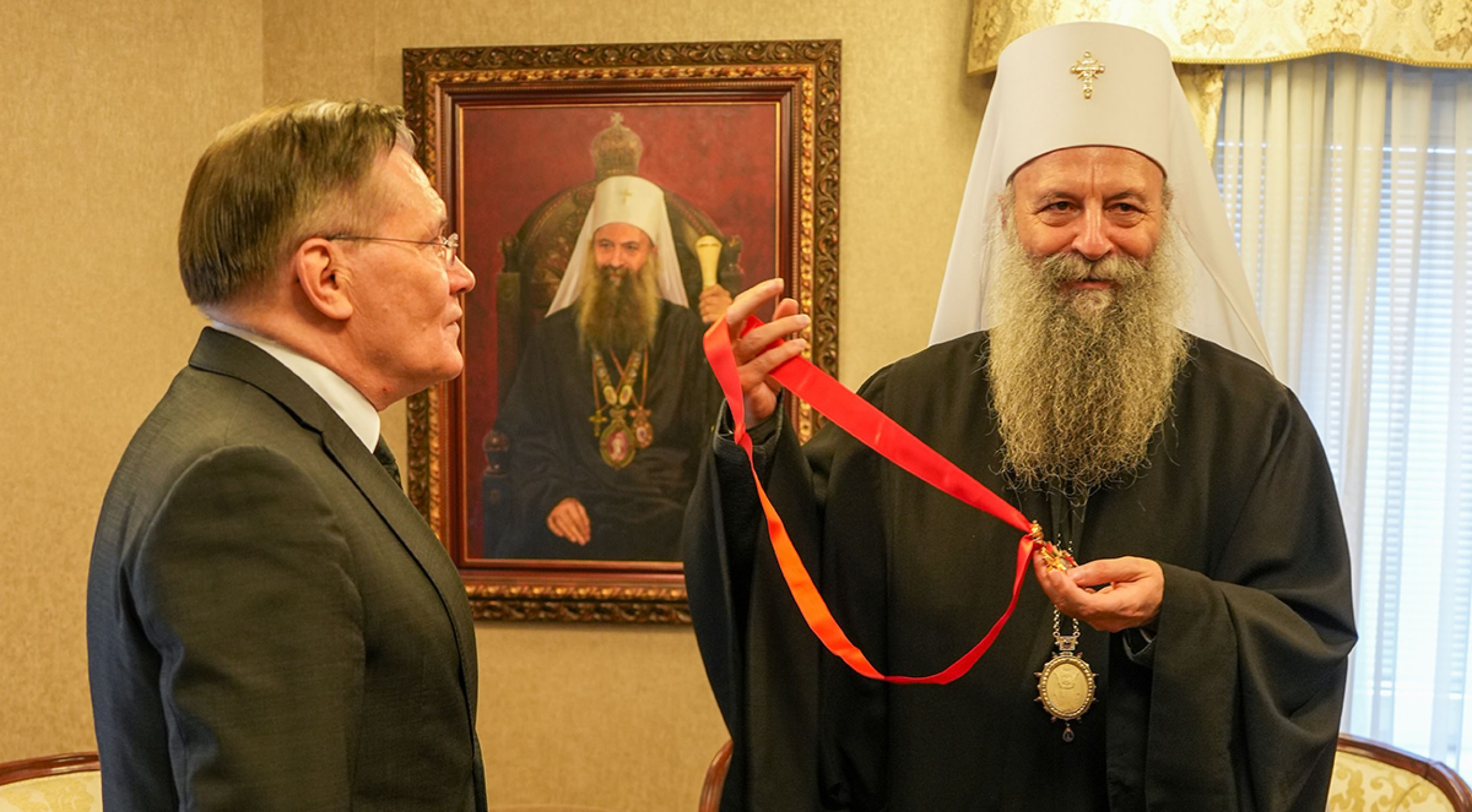 Patriarch Porfirije conferred the Order of Saint Prince Lazar upon Mr. Alexey Likhachev, great benefactor of the Serbian Church